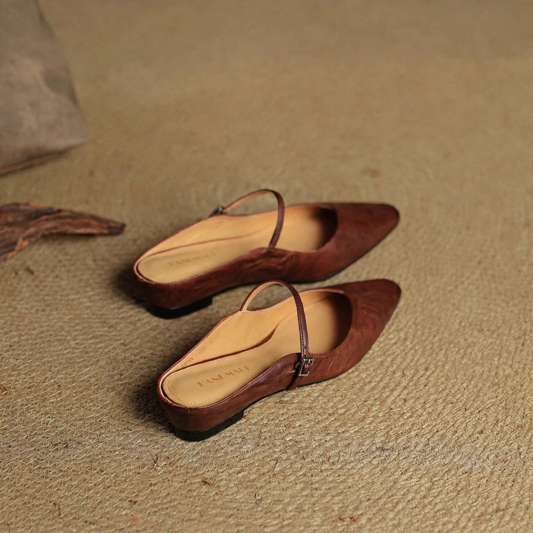 Orella Genuine Leather Mules - Brown