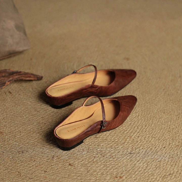 Orella Genuine Leather Mules - Brown
