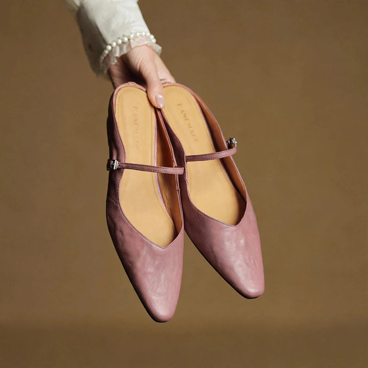 Orella Genuine Leather Mules - Pink