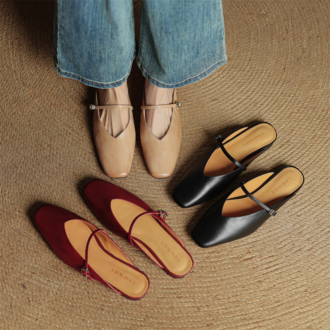 Lena Genuine Leather Mules