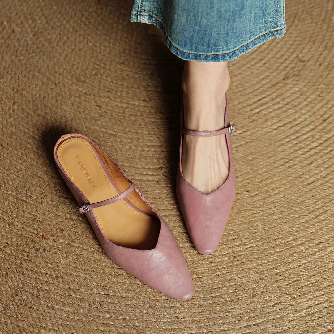 Orella Genuine Leather Mules - Pink
