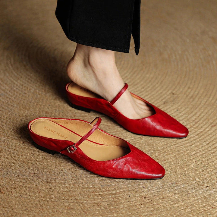 Orella Genuine Leather Mules - Red